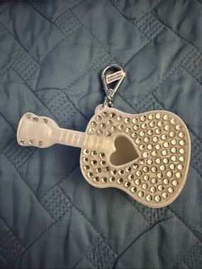 Bath & Body Works Silver Guitar Charm with Heart Cutout Sanitizer Holder